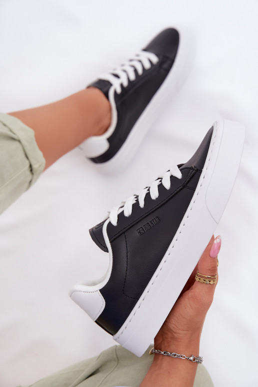 À modalo de tênis Feminino de couro ecológico Big Star TT274927 HI-POLY SYSTEM cor preta