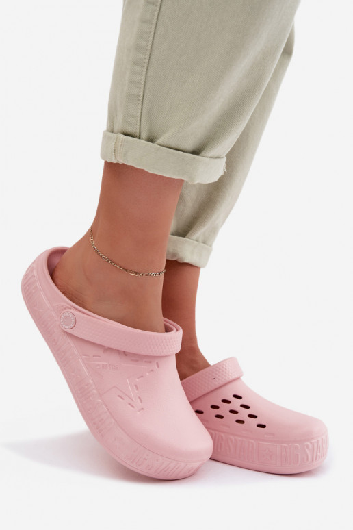 Chinelos Tamancos Feminino Chinelos leves Big Star TT274A080 cor rosa