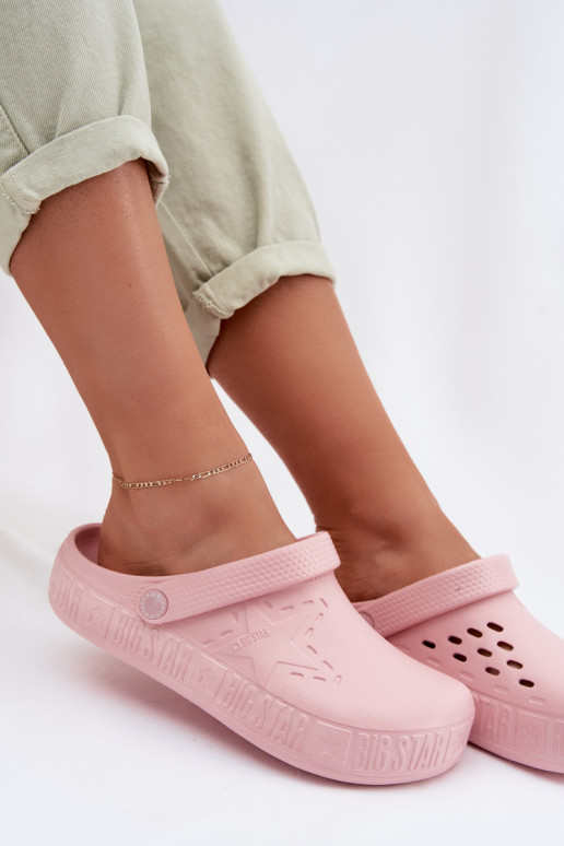 Chinelos Tamancos Feminino Chinelos leves Big Star TT274A080 cor rosa