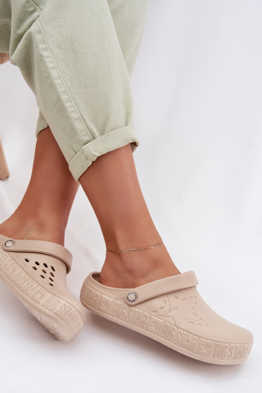 Chinelos Tamancos Feminino Chinelos leves Big Star TT274A083 bege