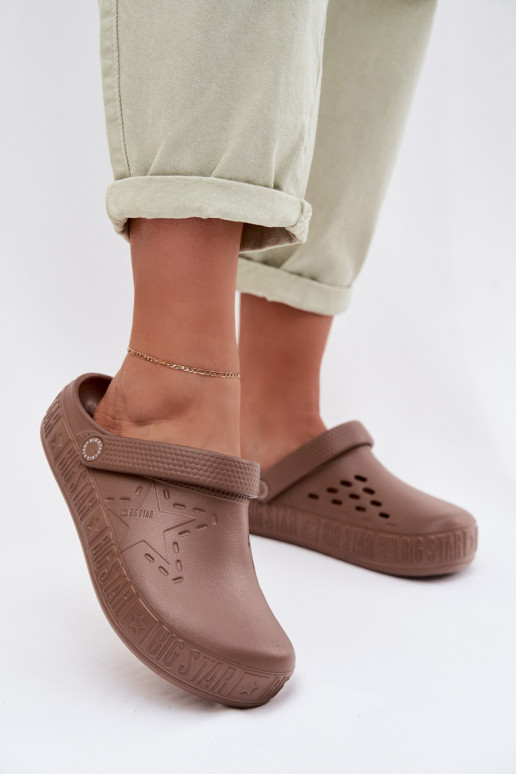 Chinelos Tamancos Feminino Chinelos leves Big Star TT274A085 cor marrom