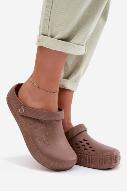 Chinelos Tamancos Feminino Chinelos leves Big Star TT274A085 cor marrom