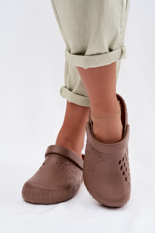 Chinelos Tamancos Feminino Chinelos leves Big Star TT274A085 cor marrom