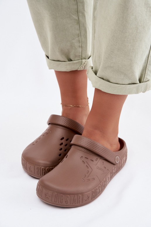 Chinelos Tamancos Feminino Chinelos leves Big Star TT274A085 cor marrom