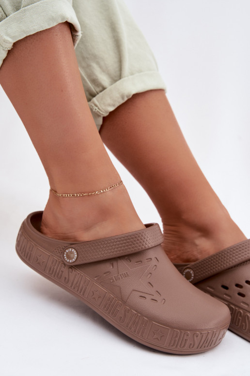 Chinelos Tamancos Feminino Chinelos leves Big Star TT274A085 cor marrom