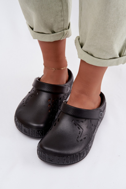 Chinelos Tamancos Feminino Chinelos leves Big Star TT274A084 cor preta