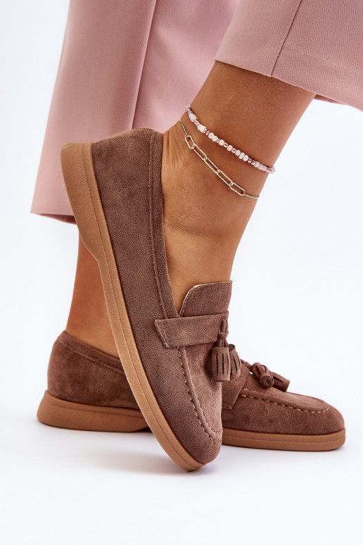 Mocassins elegantes de camurça cor marrom Dansitu