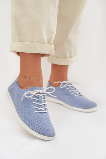 sapato FemininoHabilitadoturalnego de camurçau S.Barski LR61-7080 cor azul 2