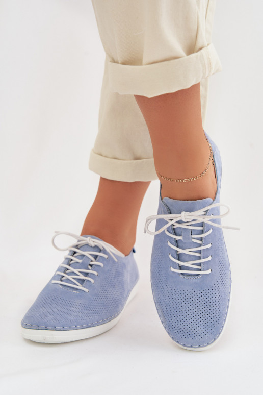 sapato FemininoHabilitadoturalnego de camurçau S.Barski LR61-7080 cor azul