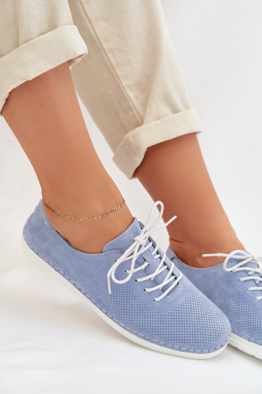 sapato FemininoHabilitadoturalnego de camurçau S.Barski LR61-7080 cor azul