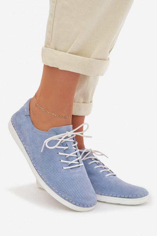 sapato FemininoHabilitadoturalnego de camurçau S.Barski LR61-7080 cor azul