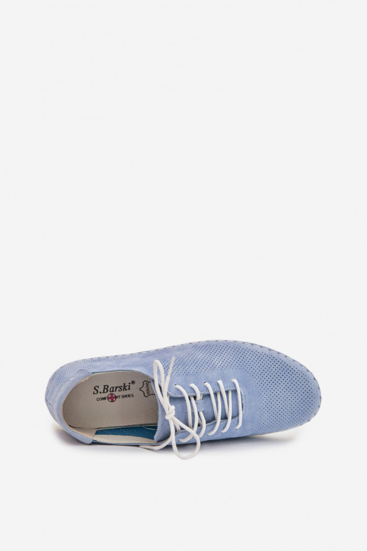 sapato FemininoHabilitadoturalnego de camurçau S.Barski LR61-7080 cor azul