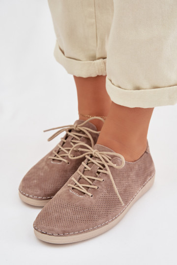 Botas femininas de camurça S.Barski LR61-7080 cor areia