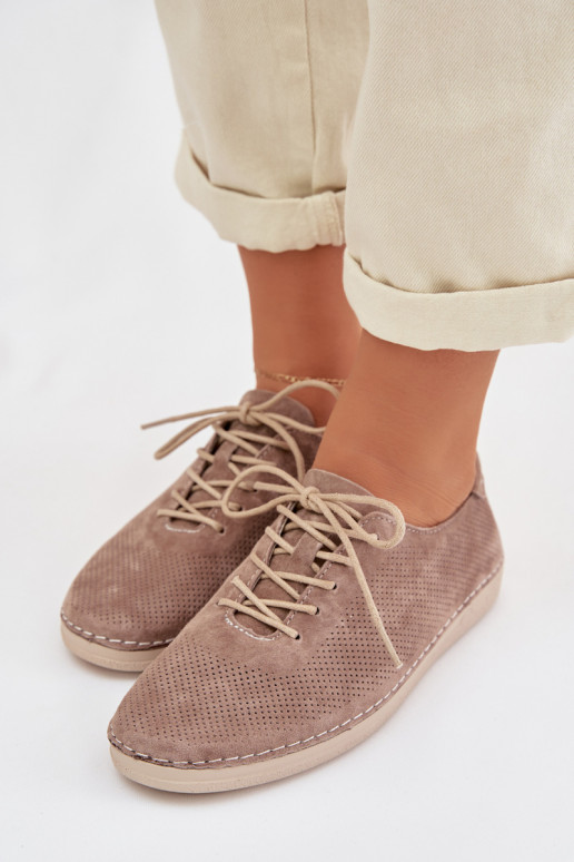 sapato FemininoHabilitadoturalnego de camurçau S.Barski LR61-7080 bege