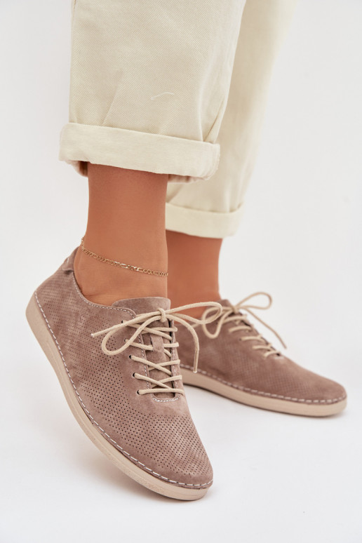 sapato FemininoHabilitadoturalnego de camurçau S.Barski LR61-7080 bege