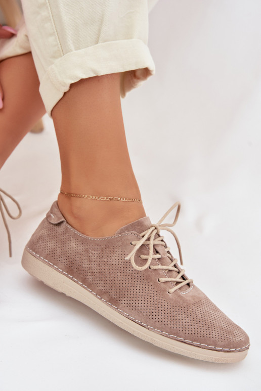 sapato FemininoHabilitadoturalnego de camurçau S.Barski LR61-7080 bege