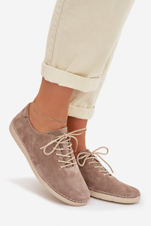 sapato FemininoHabilitadoturalnego de camurçau S.Barski LR61-7080 bege