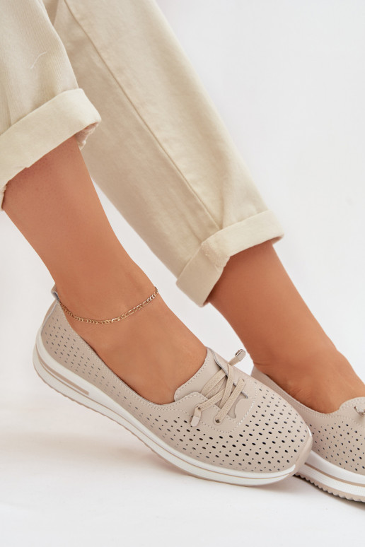 Pele com elementos abertos sapato Feminino S.Barski LR61-7044 bege