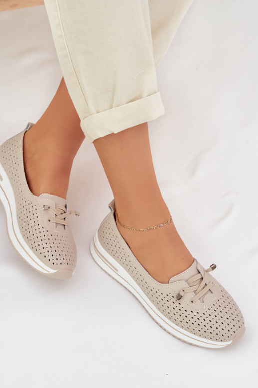 Pele com elementos abertos sapato Feminino S.Barski LR61-7044 bege