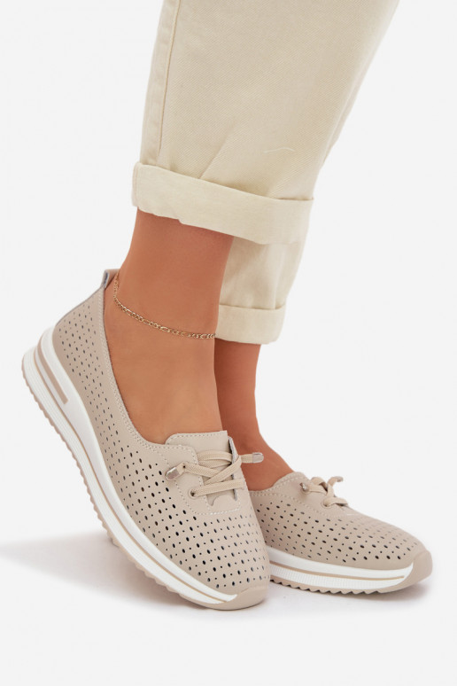 Pele com elementos abertos sapato Feminino S.Barski LR61-7044 bege