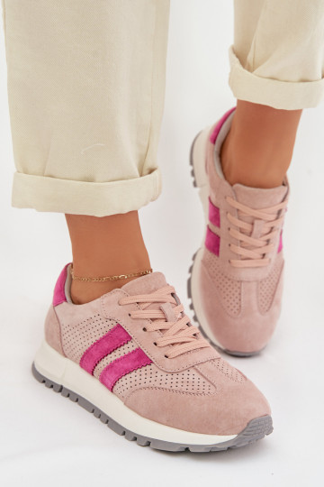 Tênis femininos de camurça Tai turirceline cor rosa