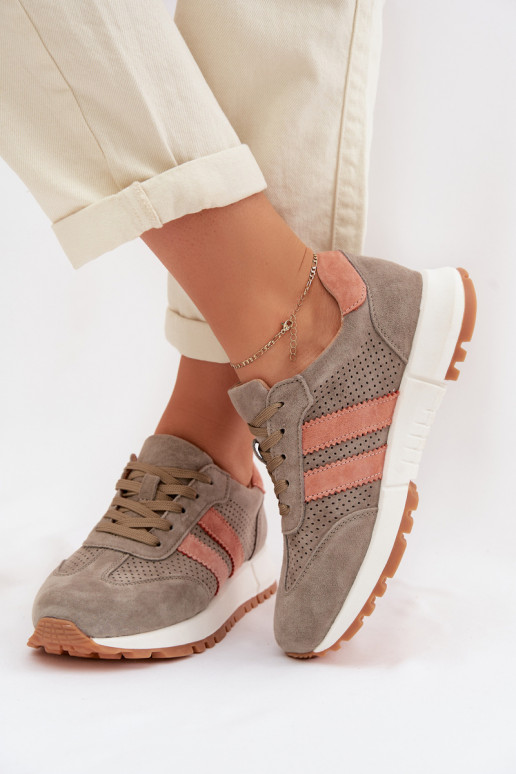 À modalo de tênis FemininoHabilitadoturalnego de camurçau cor cáqui Tem que serrceline