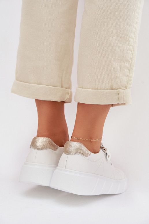 Pele sapato Feminino com zíperes cor branca Althea