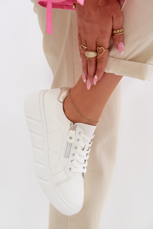 Pele sapato Feminino com zíperes cor branca Althea