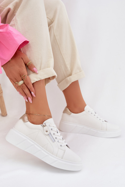 Pele sapato Feminino com zíperes cor branca Althea