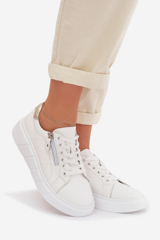 Pele sapato Feminino com zíperes cor branca Althea