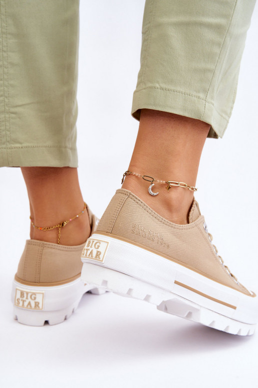  sapatos casuais com uma plataforma Big Star LL274154 bege