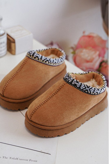 Chinelos infantis de modelo slip-on aquecidos na cor marrom Olivane 2