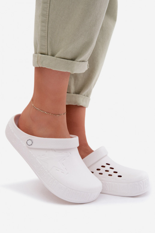 Chinelos Tamancos Feminino Chinelos leves Big Star TT274A081 cor branca