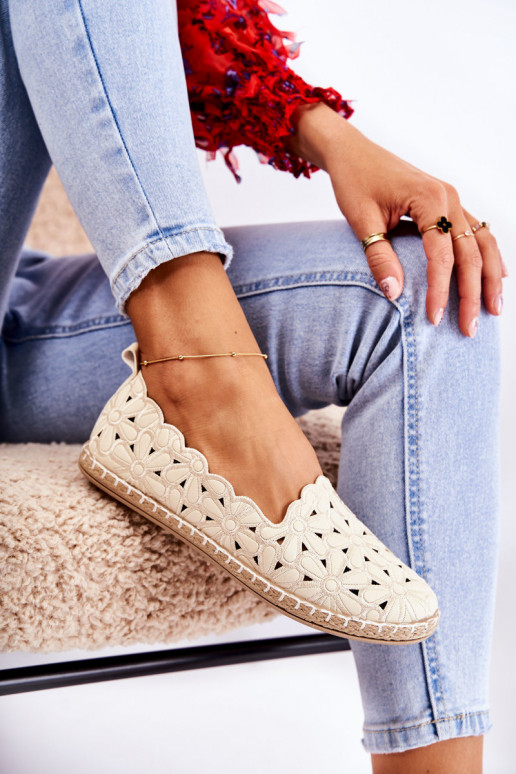 Feminino Um modelo atraente Bailarinas com flores bege Vennice