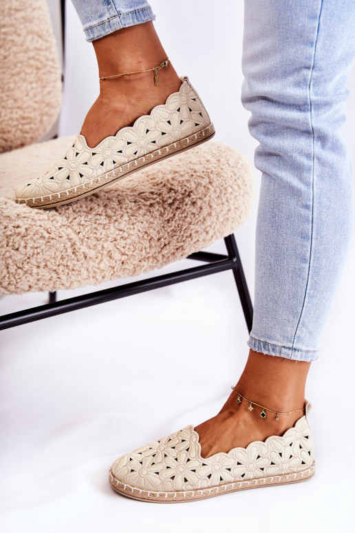 Feminino Um modelo atraente Bailarinas com flores bege Vennice