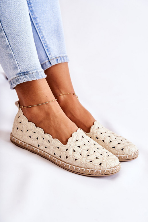 Feminino Um modelo atraente Bailarinas com flores bege Vennice