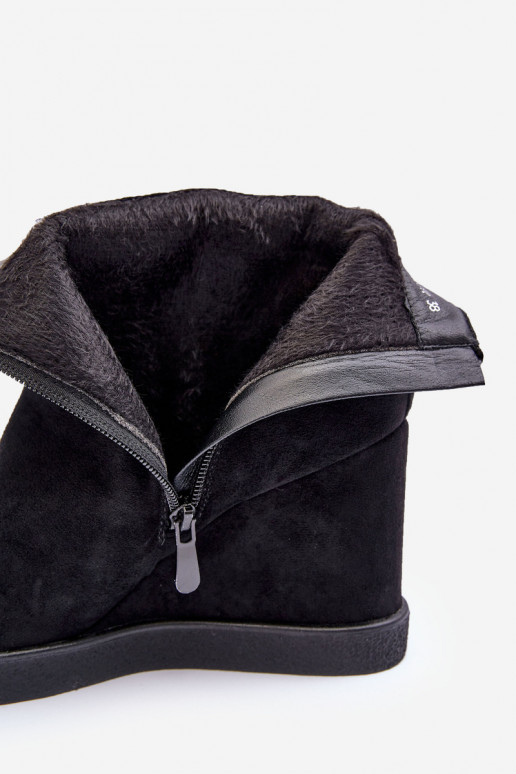 de camurça aquecimento Botas Em uma cunha com enfeites cor preta Vere