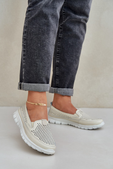  Pele com elementos abertos Mocassins plataforma femininos bege Tanelora 2