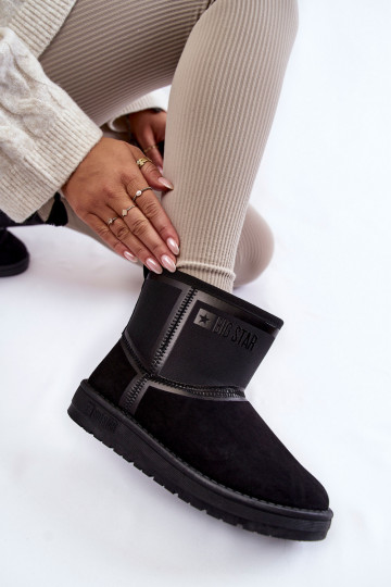 Botas de neve femininas slip-on Big Star KK274614 na cor preta