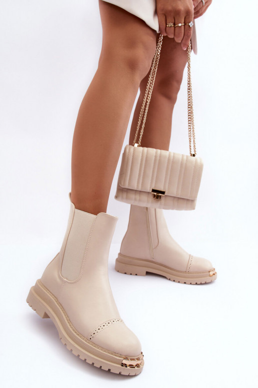 Botas femininas Botas Chelsea bege Nialee