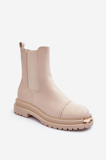 Botas femininas Chelsea na cor areia Nialee 2