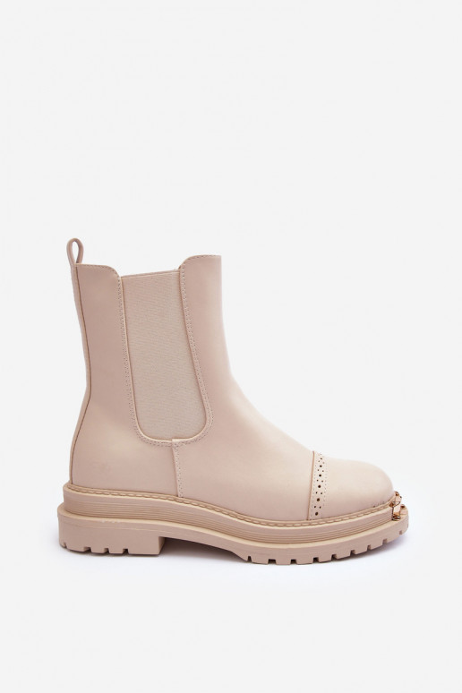 Botas femininas Botas Chelsea bege Nialee
