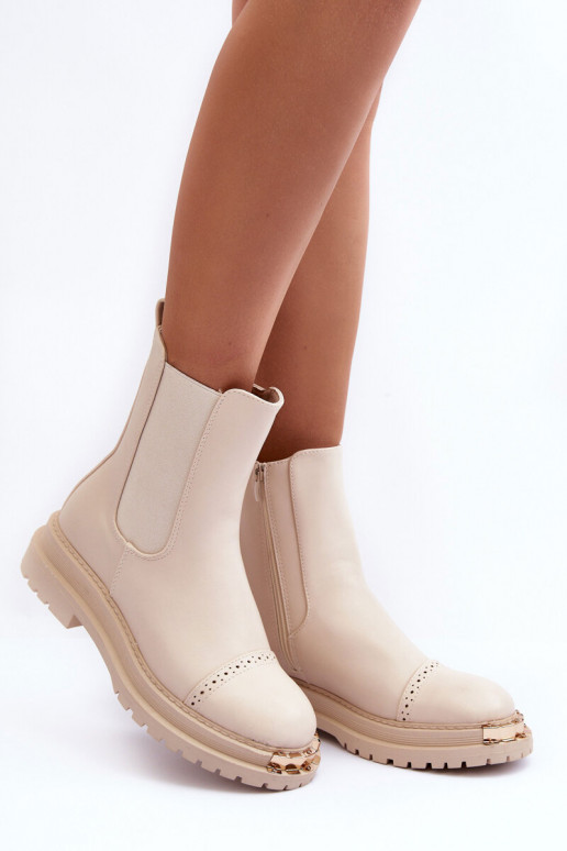 Botas femininas Botas Chelsea bege Nialee