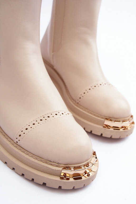 Botas femininas Botas Chelsea bege Nialee