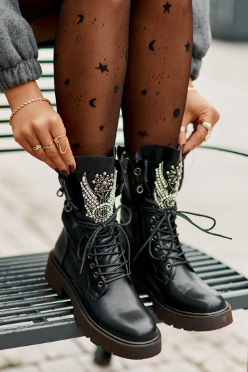 Eko Pele Botins de trabalho Com decoração aquecimento D&A MR880-080 cor preta 2