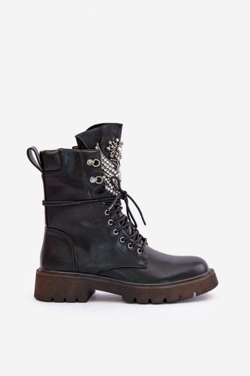 Eko Pele Botins de trabalho Com decoração aquecimento D&A MR880-080 cor preta