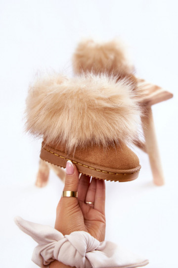 Botas infantis para neve com pelinho na cor marrom Ariana