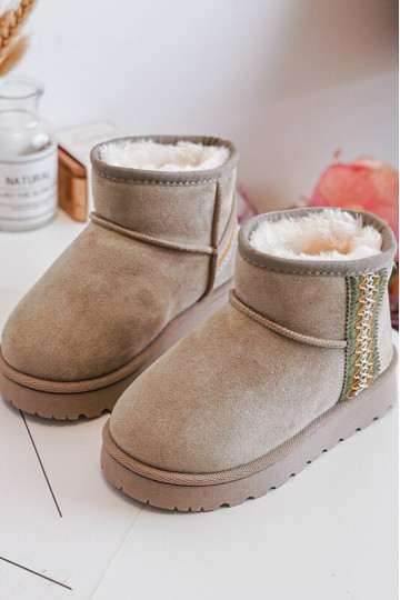 Botas infantis de neve forradas na cor verde Leonora 2