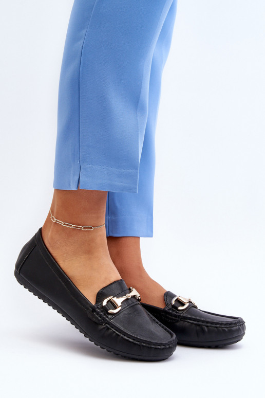 Feminino À modalo clássico Mocassins Eko Pele cor preta Demese