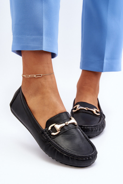 Feminino À modalo clássico Mocassins Eko Pele cor preta Demese